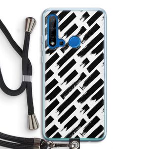 Zwarte vegen: Huawei P20 Lite (2019) Transparant Hoesje met koord