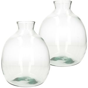 Set van 2x stuks eco bloemenvazen van glas D23.5 cm en H26.5 cm