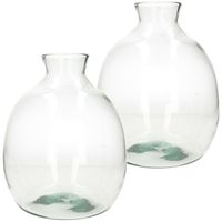 Set van 2x stuks eco bloemenvazen van glas D23.5 cm en H26.5 cm - thumbnail