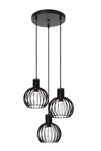 Lucide MIKAELA - Hanglamp - Ø 32 cm - 3xE14 - Zwart