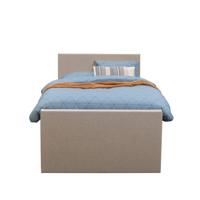 Leen Bakker - Boxspring Met Voetbord Liv Egaal - 120x200 Cm - Slanke Poot - Stof - Beige