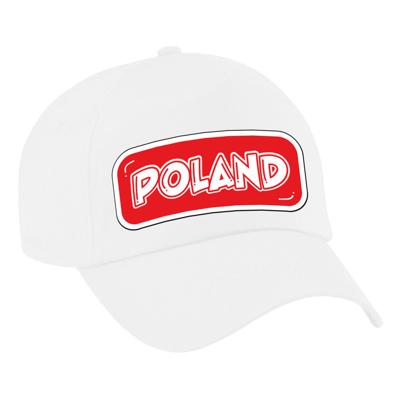 Verkleed feest pet - wit - Polen - landen thema - zonneklep pet - volwassenen