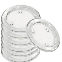 8x Ronde kaarsenhouders/kaars onderzetters van glas 14 cm