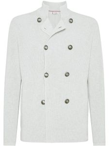 Brunello Cucinelli cardigan en coton à boutonnière croisée - Tons neutres