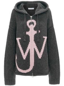 JW Anderson hoodie à logo intarsia - Gris