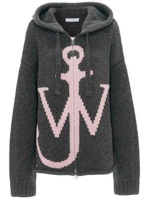 JW Anderson hoodie à logo intarsia - Gris