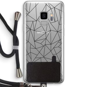 Geometrische lijnen zwart: Samsung Galaxy S9 Transparant Hoesje met koord