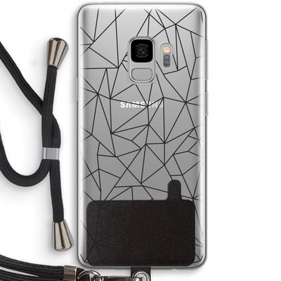 Geometrische lijnen zwart: Samsung Galaxy S9 Transparant Hoesje met koord