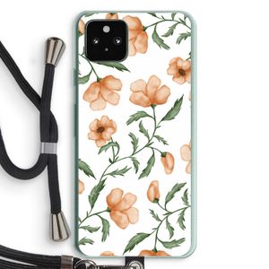 Peachy flowers: Pixel 5a 5G Transparant Hoesje met koord