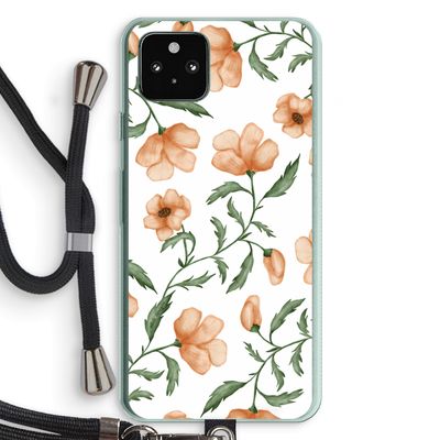 Peachy flowers: Pixel 5a 5G Transparant Hoesje met koord