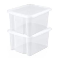 EDA Opbergbox 30L - 8x - wit - stapelbaar - L44 x B36 x H25 cm - kunststof - Bak/Doos met deksel