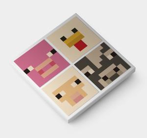 Pixel dieren van videospel canvas