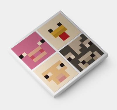 Pixel dieren van videospel canvas