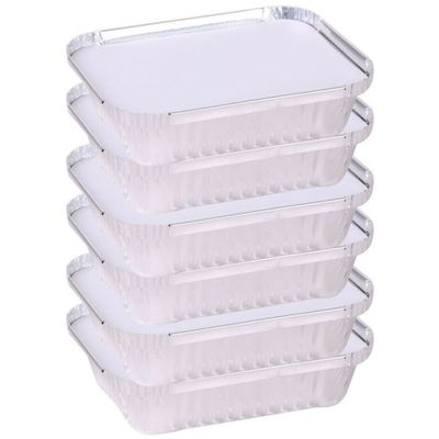 Elite Meal prep bewaar bakjes - Aluminium - 12x - 19 x 14 x 4 cm - met deksel