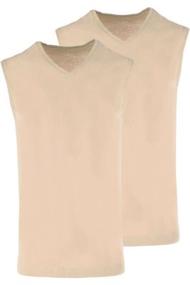 RAGMAN Body Fit T-Shirt V-hals Dubbel pak huidkleurig, Effen