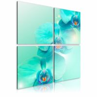 Schilderij - Hemelsblauwe orchideeën , 4 luik