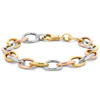 Armband Ankerschakel geel-wit- en rosegoud 10 mm 19,5 cm
