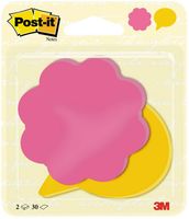 Post-it Notes, 2 x 30 vel, ft 72,5 x 72,2 mm, bloem power roze en tekstballon ultrageel - thumbnail