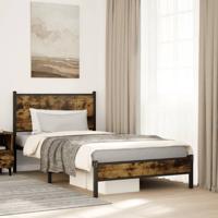Bedframe zonder matras metaal gerookt eikenkleurig 100x190 cm