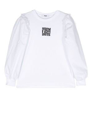 MSGM Kids blouse à volants - Blanc