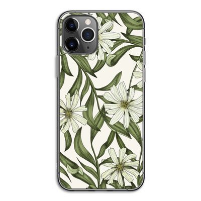 Wit bloemenpatroon: iPhone 11 Pro Transparant Hoesje