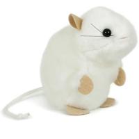Pluche knuffel muis - wit - 13 cm - muizenknuffel - knuffeldier - muisje - knaagdieren