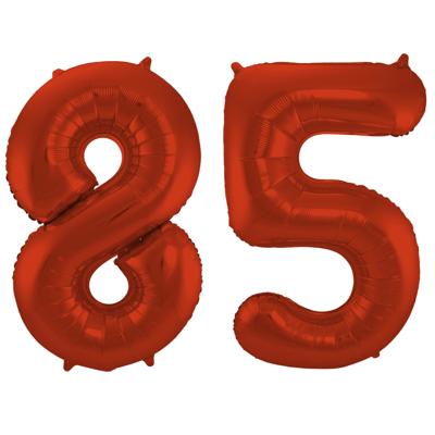 Folat Verjaardag Leeftijd folieballon - 85 jaar - rood - 86 cm - cijferballon groot