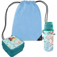 Disney Frozen lunchbox set voor kinderen - 3-delig - blauw - incl. gymtas/schooltas