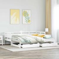 Slaapbank met onderschuifbed/lades zonder matras 90x200 cm wit