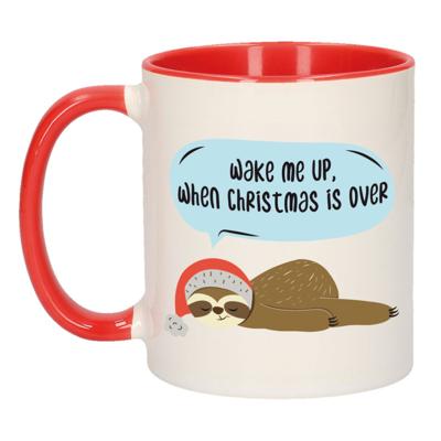 Kerst thema Koffiemok - Wake me up - 300 ml - keramiek - kerstcadeau - kerstmis