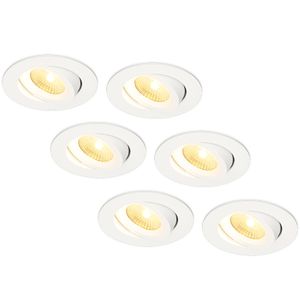 HOFTRONIC™ Set van 6 LED Inbouwspots Salerno wit 8 Watt 2700K IP44 kantelbaar