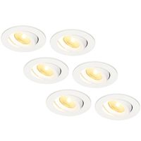 Set van 6 LED Inbouwspots Salerno wit 8 Watt 2700K IP44 kantelbaar