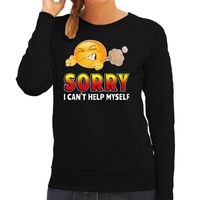 Funny emoticon sweater Sorry i cant help myself zwart dames