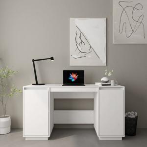 Bureau 140x50x75 cm massief grenenhout wit