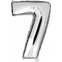 Cijfer 7 ballon - zilver - 100 cm - verjaardag leeftijd ballonnen - folieballon