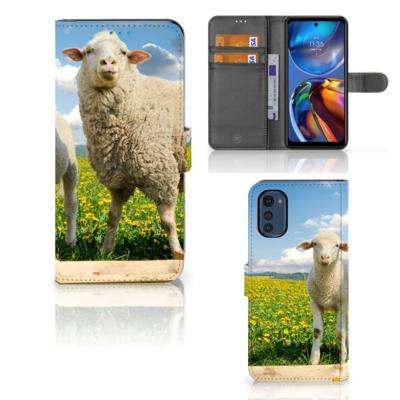 Motorola Moto E32 | Moto E32s | Telefoonhoesje | Met pasjeshouder | Schaap en Lammetje