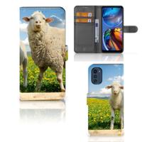 Motorola Moto E32 | Moto E32s | Telefoonhoesje | Met pasjeshouder | Schaap en Lammetje