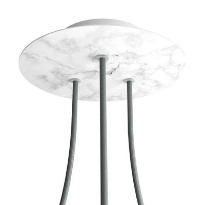 Ronde plafondkap minimalistisch 200mm 3 uitgangen - kleur wit marmer 20cm