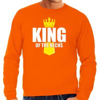King of the kechs met kroontje Koningsdag sweater / trui oranje voor heren - thumbnail