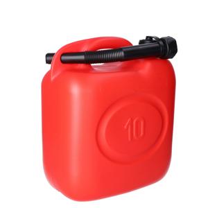 Jerrycan - rood - 10 liter - 26 x 14 x 37 cm - met schenktuit - voor brandstof