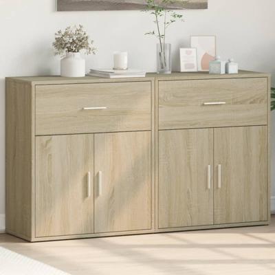 Dressoirs 2 st 60x31x70 cm bewerkt hout sonoma eikenkleurig