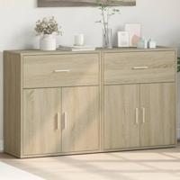 Dressoirs 2 st 60x31x70 cm bewerkt hout sonoma eikenkleurig