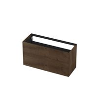 INK P2O Wastafelonderkast - 120x45x65cm - 2 lades - push 2 open - rechte opdekfronten MDF Fineer Chocolate 1259228