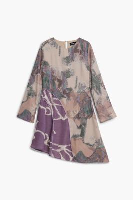 Asymmetrische jurk met print - BROWN - S