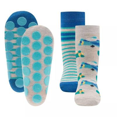 Ewers antislip sokken 2-pack Vliegtuigen hellsilber-23-26