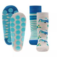 Ewers antislip sokken 2-pack Vliegtuigen hellsilber-23-26