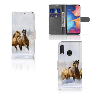 Samsung Galaxy A20e Telefoonhoesje met Pasjes Paarden