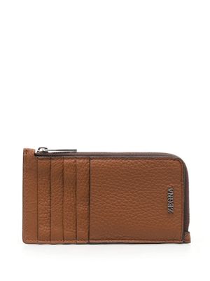 Zegna portefeuille zippé en cuir - Marron