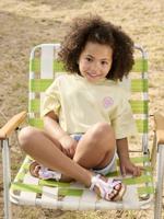 T-shirt met cropped model en bloemmotieven met glitter voor meisjes lichtgeel
