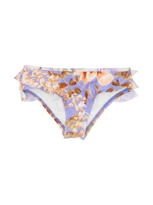 ZIMMERMANN Kids bas de bikini volanté à fleurs - Violet